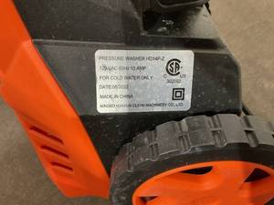 lot 384 image: Pressure Washer HD14P-Z 120 VAC 60 Hz 13 AMP