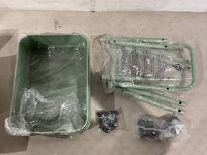 lot 264 image: AOODA 3 Tier Under Desk Rolling Cart with Handle and Lockable Wheels - Green