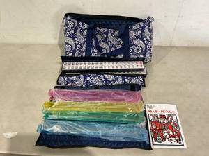 lot 266 image: Mose Cafolo American Mahjong Game Set, Blue Paisley Soft Bag