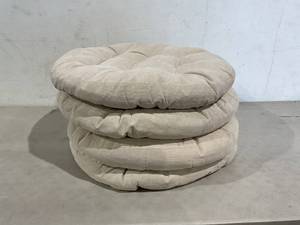 lot 280 image: LOT OF 4 Large Round Corduroy Floor Cushion - Beige
