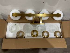 lot 157 image: PAZALA Brushed Gold 4 Light Bathroom Vanity Light