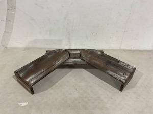lot 412 image: J JACKCUBE DESIGN Rustic Torched Wood Dual Monitor Stand with Adjustable Angle