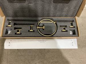 lot 165 image: 5-Piece Brushed Gold Bathroom Hardware Accessories Set
