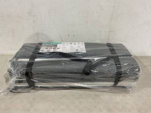 lot 427 image: Pcinfuns 9 x 12 ft. Grey and White Stripe Plastic Straw Outdoor Rug