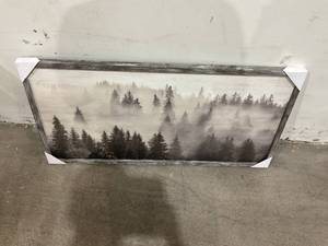lot 194 image: Foggy Forest Wooden Wall Art