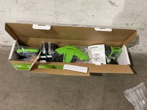 lot 38 image: Greenworks 48V (2 x 24V) 16 Brushless Cordless String Trimmer with 2-4.0Ah USB Batteries and Dual Port Rapid Charger
