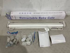 lot 486 image: Momcozy Retractable Baby Gate - White