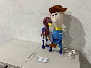 lot 51 image: 32IN Rudolph 3D LED Yard Decor Misfit Cowboy with Ostrich Holiday Display