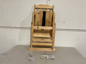 lot 54 image: Wood High Chair with Tray - Light Natural Wood