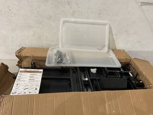 lot 561 image: Black Carbo Steel Over The Sink Dish Drying Rack with Dust-Proof Cabinet Doors