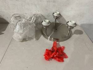lot 565 image: ABEAJAT 3-Light Multi-Directional Brushed Nickel Ceiling Mount Light Fixture