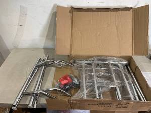 lot 518 image: Fishat Heavy Duty Chrome 2-Double Rod Clothing Garment Rack