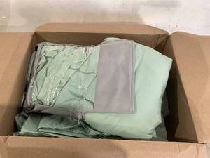 lot 517 image: 4 Pieces Pinch Pleated Toddler Bedding Set with Ruffle Fringe - Sage Green