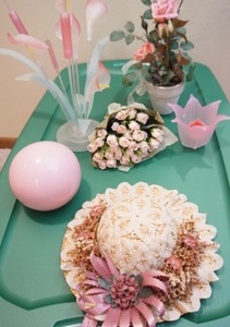 lot 56 image: Home DeCor Acrylic Floral Arrangement, Faux Rose Plant and Bouquet Etc.