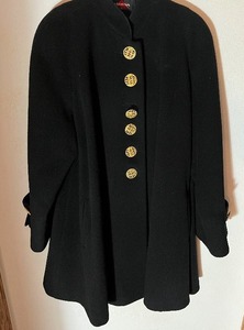 lot 20 image: Vintage Clothing 100% Wool Coat Peacoat  Alorna By FORSTMANN  Black Gold Buttons Lined