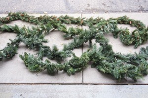 lot 128 image: Holiday DeCor Christmas Garland Swag Pine Glitter Gold, Silver, and One Vintage Plastic