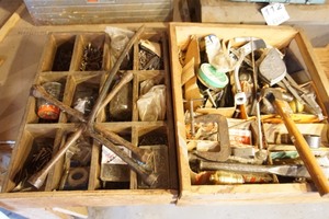 lot 115 image: Garage Hand Tools Hardware Nails Screws  Etc.