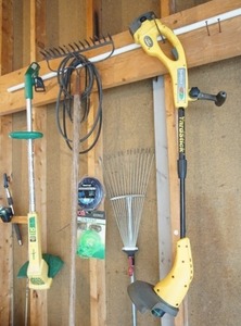 lot 36 image: Lawn & Garden Tools Weed Eater 10 Trimmer, BO Yardstick Trimmer, Rakes Etc...
