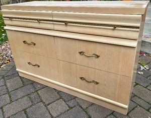 lot 7A image: Vintage Furniture MCM Blonde Dresser