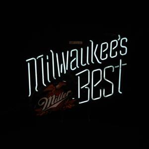 lot 3 image: MILWAUKEES BEST MILLER FREE STANDING OR WALL HANGING NEON LIGHT
