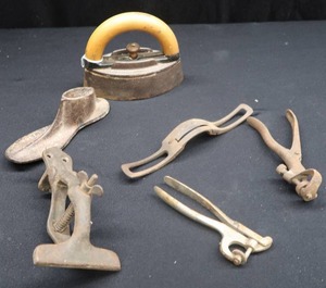 lot 36 image: VINTAGE OLD METAL TOOLS AND IRON
