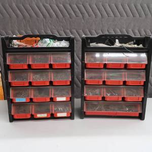 lot 45 image: 2 HEAVY DUTY PLASTIC PORTABLE ORGANIZERS (FULL)