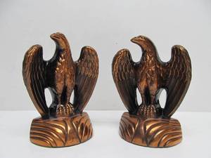 lot 29 image: Vintage CopperBrass Patriotic American Eagle Bookends