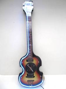 lot 16 image: Large Working Electric Guitar Neon Sign Clock