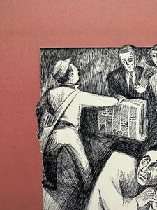 lot 37 image: Original 1950s Pen & Ink Illustration Artwork - Prayer-Time by MN Artist Dorothy Divers