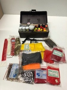 lot 55 image: FULL Box of Very Well Organized Fishing Lure  Jig Tying Materials & Supplies