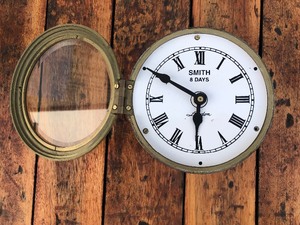 lot 99 image: Nautical Style Copper & Brass Ship Clock - Smith 8 Days 