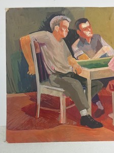 lot 52 image: Excellent Mid Century 1960s era Original Painting by MN Artist Dorthy Divers - Couples at a Table