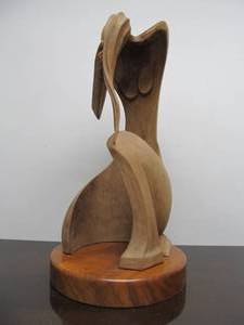lot 126 image: Large Carved Wood Abstract Figural Nude Sculpture by Luis Potosi