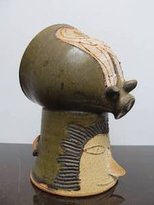 lot 131 image: Funky Vintage Art Pottery Head Vase