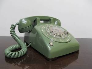 lot 137 image: Great Looking Vintage Olive or Avocado Green Rotary Dial Phone