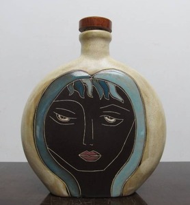 lot 161 image: Design by Mara Studio Art Pottery Face Bottle