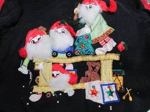 lot 185 image: Fantastic Group of Orig Retro Vintage Ugly Christmas Sweaters