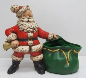 lot 187 image: Large Vintage ChalkwareCeramic Christmas Santa Planter or Candy Cane Holder