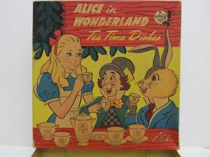 lot 189 image: Vintage 1950s era ALICE IN WONDERLAND Tea Time Dish Set wOriginal Box