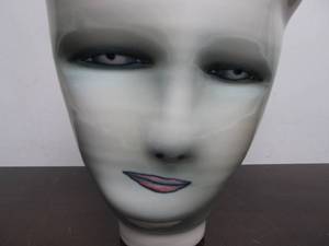 lot 209 image: Signed Art Pottery Porcelain Face Vase by Bing Gleitsman