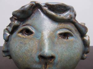 lot 210 image: Very Nice Signed Studio Art Pottery Head Vase 