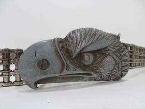 lot 177 image: Awesome Vintage Homemade Motorcycle Belt wLARGE Eagle Head Buckle 