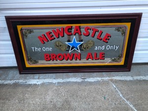 lot 229 image: Very Cool HUGE Framed NEWCASTLE Beer Mirror Sign
