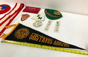 lot 244 image: Lot of Old Vintage High School & College Patches Ribbons Hats Homecoming etc