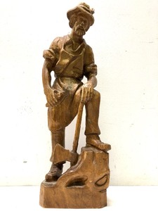 lot 263 image: Large Vintage German Wood Carving of a Woodman eAxe
