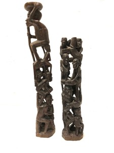 lot 370 image: Pair of Hand Carved African Tree of Life Sculptures