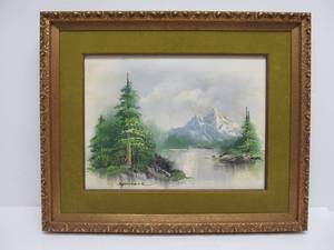 lot 380 image: Mid Century Original Spencer Signed Oil Painting Landscape