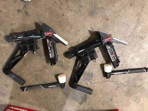 lot 28 image: Lot of 2 Husky Pneumatic 3-in-1 15.5-Gauge and 16-Gauge 2 in. Flooring Nailer and Stapler with Quick Jam Release  Customer Returns See Pictures