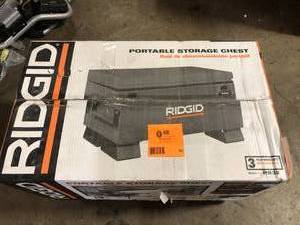 lot 32 image: RIDGID 32 in. W x 19 in. H x 18 in. L Portable Jobsite Box Customer Returns See Pictures