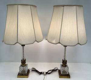 lot 23 image: Two Vintage Cut Glass Table Lamps